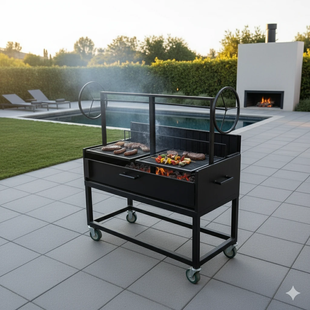 NorCal Ovenworks Split Mobile Argentine Grill with Rear Brasero #9991